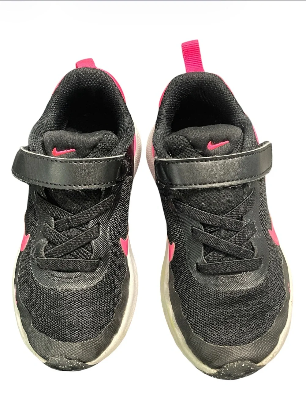 Nike Kids Black Sneakers with Pink Accents